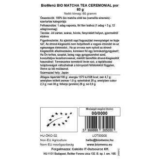 BioMenü ekologiczne proszek z ceremonialnej herbaty matcha 60 g obraz produktu