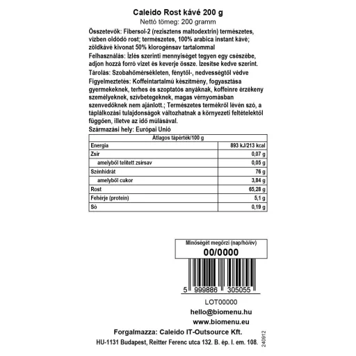 Caleido kawa z błonnikiem 200 g etykieta