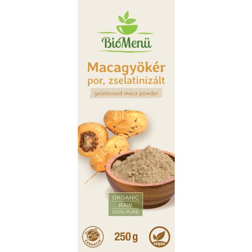 BioMenü proszek z organicznym korzeniem maca żelowany 250 g etykieta