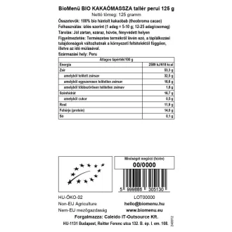   BioMenü ekologiczne tabliczki masy kakaowej peruwiańskiej 125 g BLISKI DATY WAŻNOŚCI