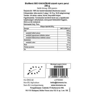 BioMenü ekologiczne ziarna kakaowe mielone surowe peruwiańskie 250 g obraz produktu