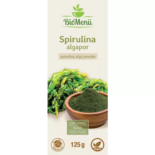 BioMenü proszek z alg spirulina bio 125 g etykieta