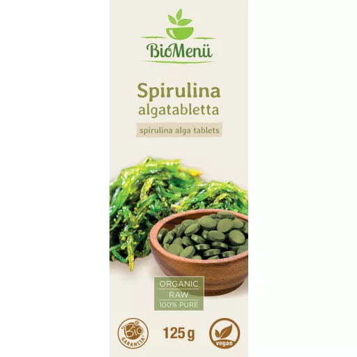 BioMenü Bio SPIRULINA ALGI tabletki 125 g etykieta