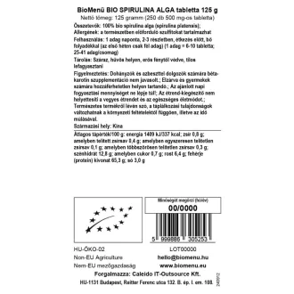 BioMenü organiczne tabletki z algami spirulina 125 g obraz produktu
