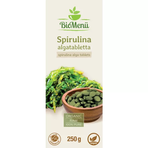 BioMenü Bio SPIRULINA ALGI tabletki 250 g etykieta