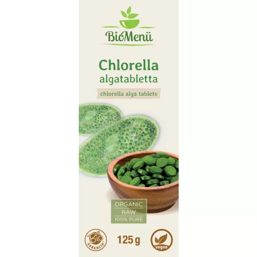 BioMenü ekologiczne tabletki z algami chlorella 125 g etykieta