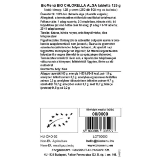 BioMenü ekologiczne tabletki z algami chlorella 125 g obraz produktu