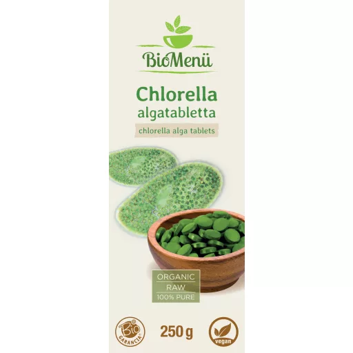 BioMenü ekologiczne tabletki z algami chlorella 250 g etykieta