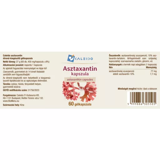 Caleido kapsułki żelowe z astaksantyną 60 szt. etykieta