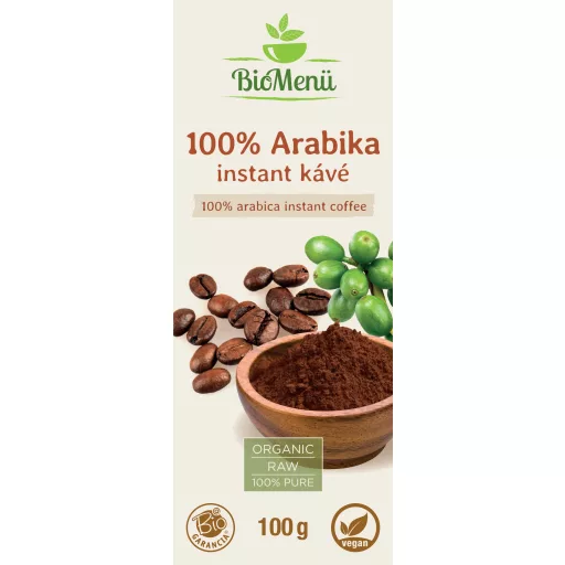 BioMenü 100% arabica kawa rozpuszczalna bio 100 g etykieta