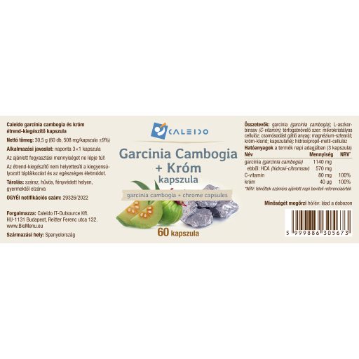 Caleido garcinia cambogia + chrom kapsułki 60 szt. etykieta