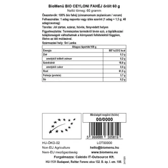 BioMenü mielony ekologiczny cynamon cejloński 60 g obraz produktu