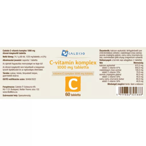Caleido kompleks witaminy C 1000 mg tabletki 60 szt. tworzywo