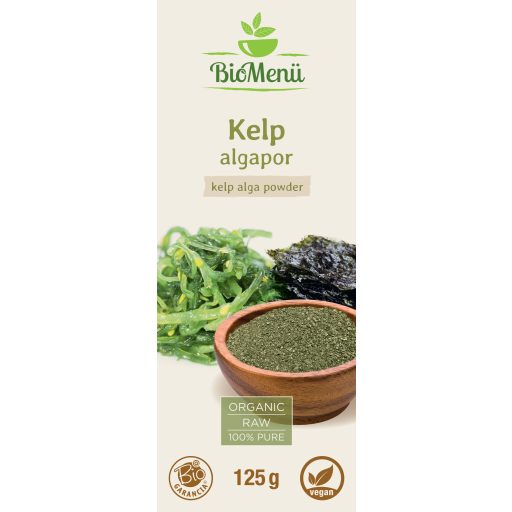 BioMenü ekologiczne mączka z wodorostów kelp 125 g etykieta