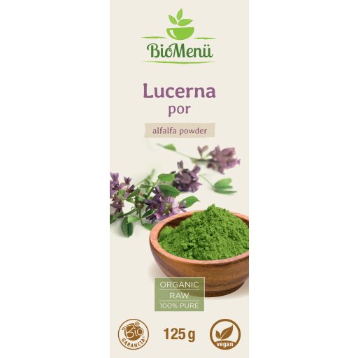 BioMenü proszek z lucerny ekologicznej 125 g etykieta