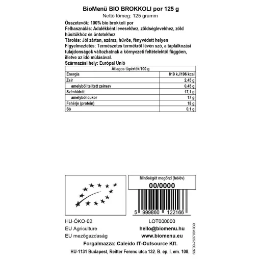 BioMenü ekologiczne proszek z brokułów 125 g BLISKI DATY WAŻNOŚCI