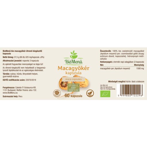 BioMenü kapsułki z organicznym korzeniem maca 60 szt. etykieta
