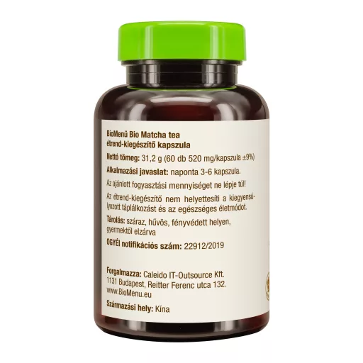 BioMenü ekologiczne kapsułki z herbatą matcha 60 szt. zdjęcie produktu po lewej