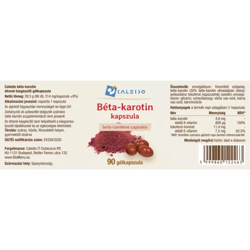 Caleido kapsułki żelowe z beta-karotenem 90 szt. etykieta