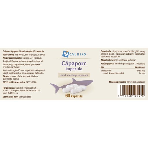 Caleido kapsułki z chrząstką rekina 60 szt. etykieta