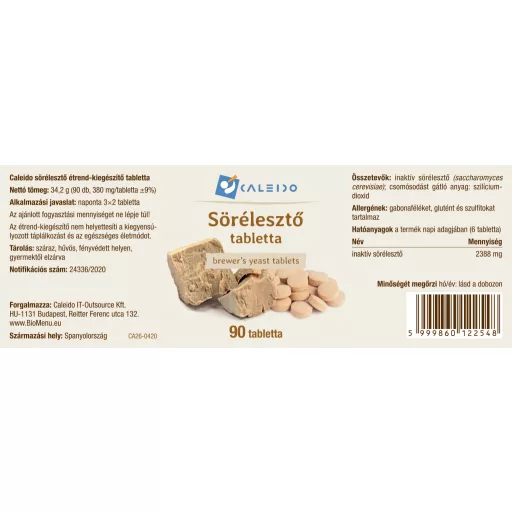 Caleido tabletki z drożdżami piwnymi 90 szt. etykieta