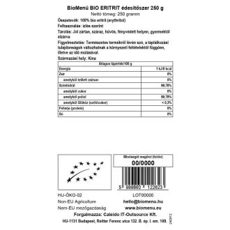 BioMenü ekologiczne słodzik erytrytol 250 g obraz produktu