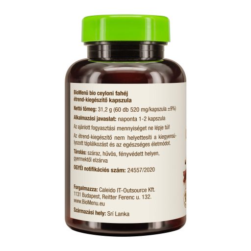 BioMenü kapsułki z ekologiczną cynamonem cejlońskim 60 szt.