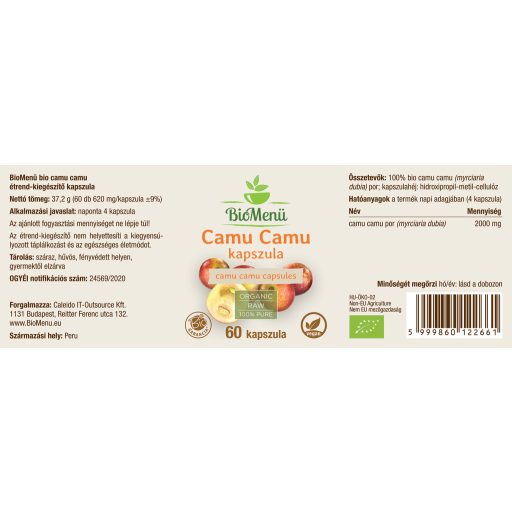 BioMenü BIO CAMU CAMU kapszula 60 db címke