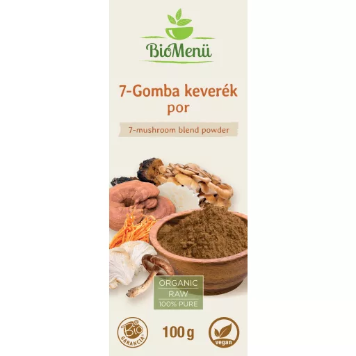 BioMenü mieszanka 7 grzybów bio w proszku 100 g etykieta