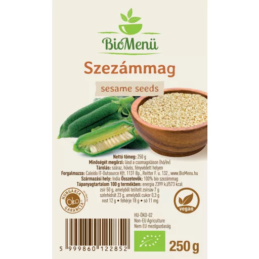 BioMenü organiczne nasiona sezamu 250 g etykieta