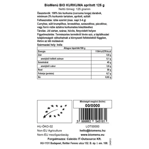BioMenü kurkuma mielona ekologiczna 125 g BLISKI DATY WAŻNOŚCI