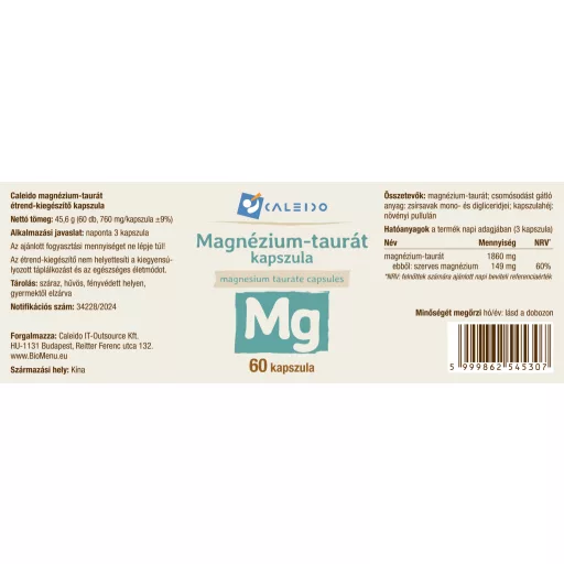 Caleido kapsułki z tauryną magnezową 60 szt. etykieta
