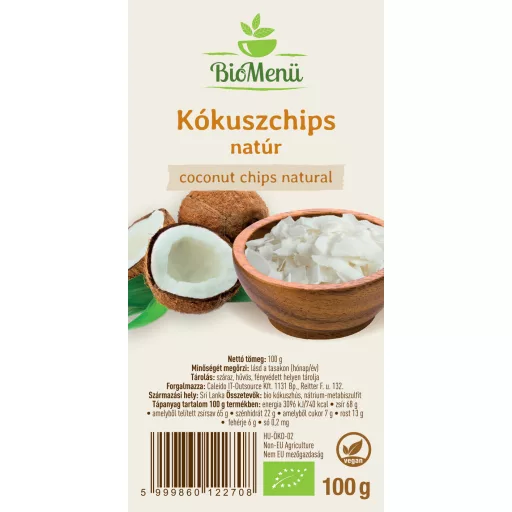 BioMenü ekologiczne chipsy kokosowe naturalne 100 g etykieta