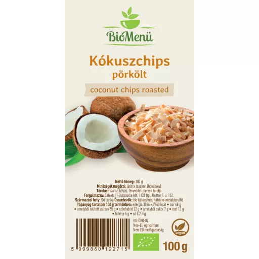 BioMenü organiczne chipsy kokosowe prażone 100 g etykieta
