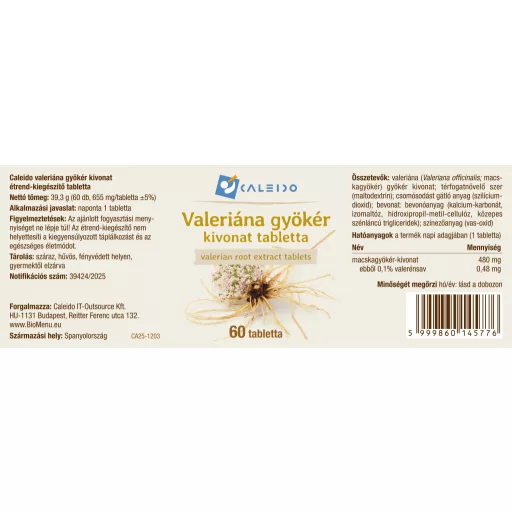 Caleido Wyciąg z korzenia waleriany w tabletkach 60 szt etykieta
